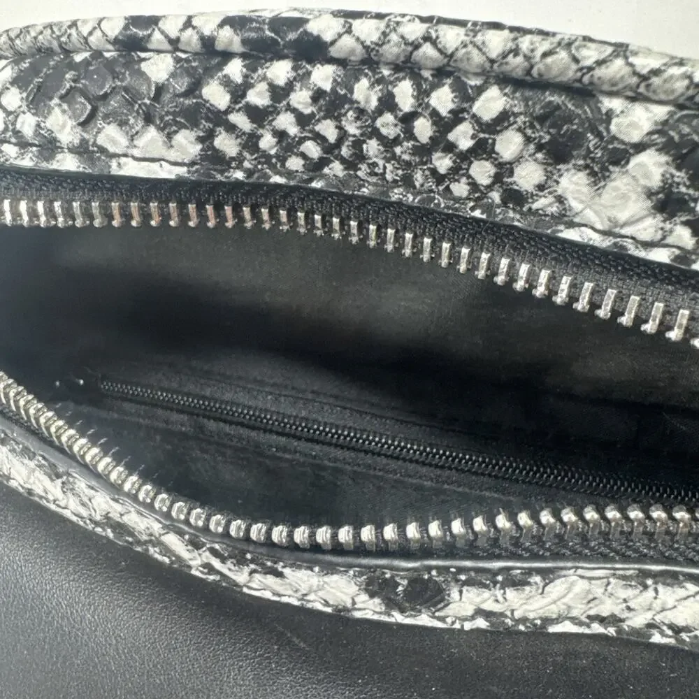 Time and Tru Josephine Belt Bag Black with Snake prints